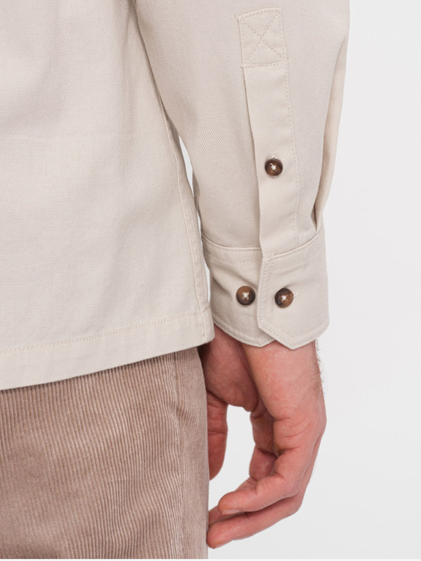 Ombre Clothing Кремава мъжка омбре риза за връхни дрехи