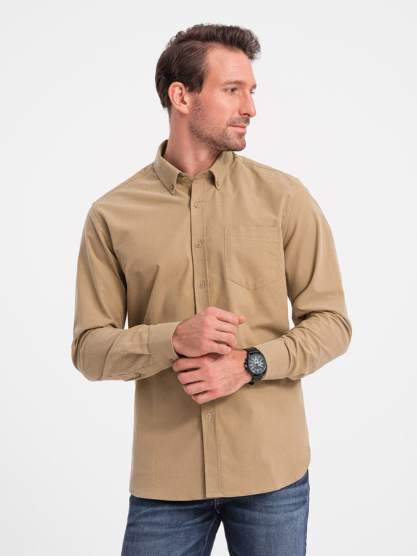 Ombre Clothing Светлокафява мъжка риза Ombre Clothing