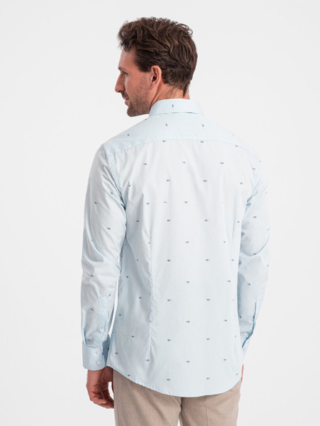 Ombre Clothing Светлосиня мъжка риза с шарки Ombre Clothing