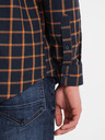 Ombre Clothing Оранжево-синя мъжка карирана фланелена риза Ombre Clothing