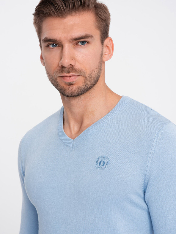 Ombre Clothing Светлосин мъжки пуловер с омбре облекло