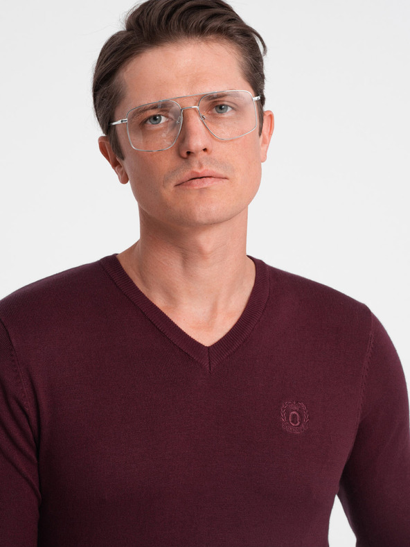 Ombre Clothing Мъжки пуловер Ombre Clothing в цвят бордо