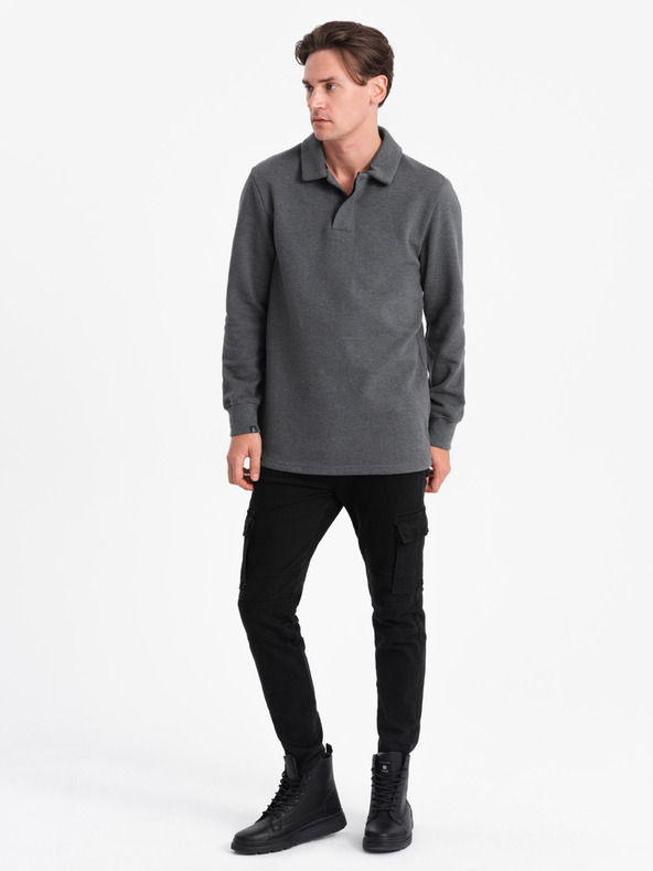 Ombre Clothing Сив мъжки суитшърт с основна яка Ombre Clothing