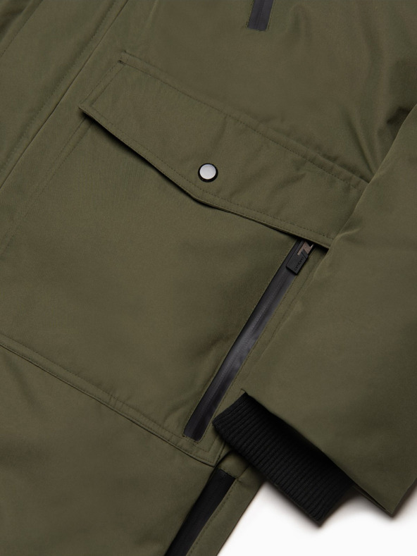 Ombre Clothing Зелено мъжко зимно яке с изкуствена кожа Ombre Clothing Alaskan