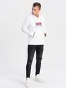 Ombre Clothing Бял мъжки суитшърт с качулка и щамп Ombre Clothing