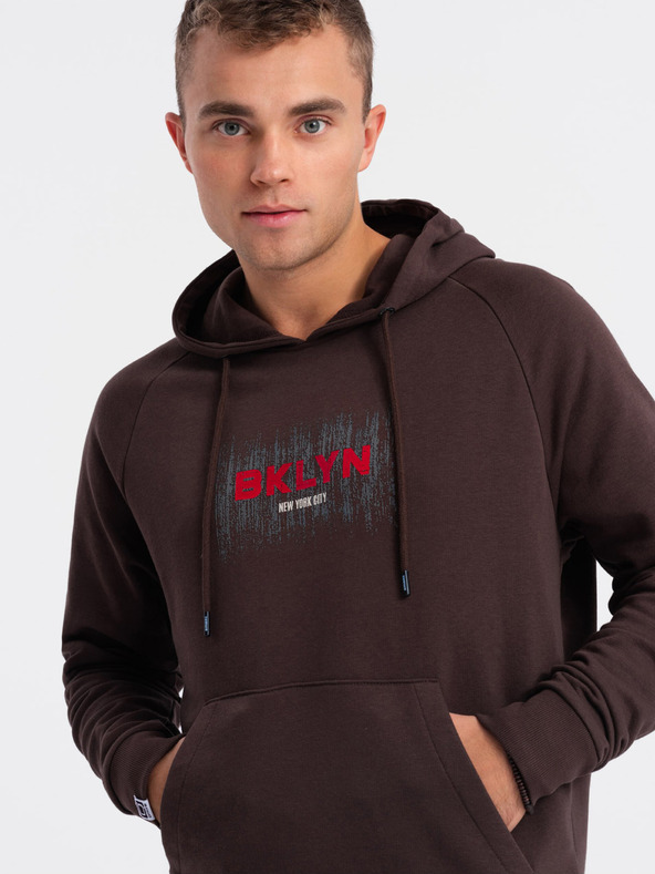 Ombre Clothing Тъмнокафяв мъжки суитчър с щампа Ombre Clothing