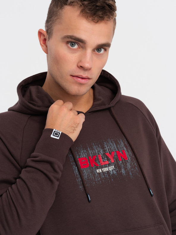 Ombre Clothing Тъмнокафяв мъжки суитчър с щампа Ombre Clothing