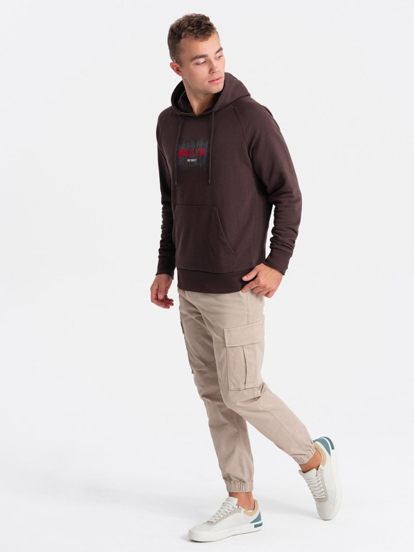 Ombre Clothing Тъмнокафяв мъжки суитчър с щампа Ombre Clothing