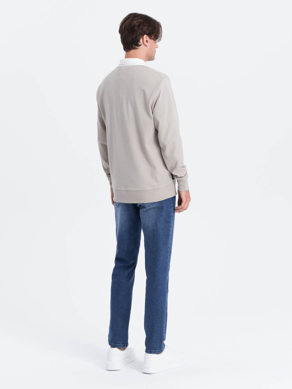 Ombre Clothing Светло сиво Мъжки суитчър с яка Ombre Облекло