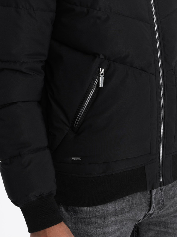 Ombre Clothing Черен мъжки ватиран бомбър Ombre Clothing