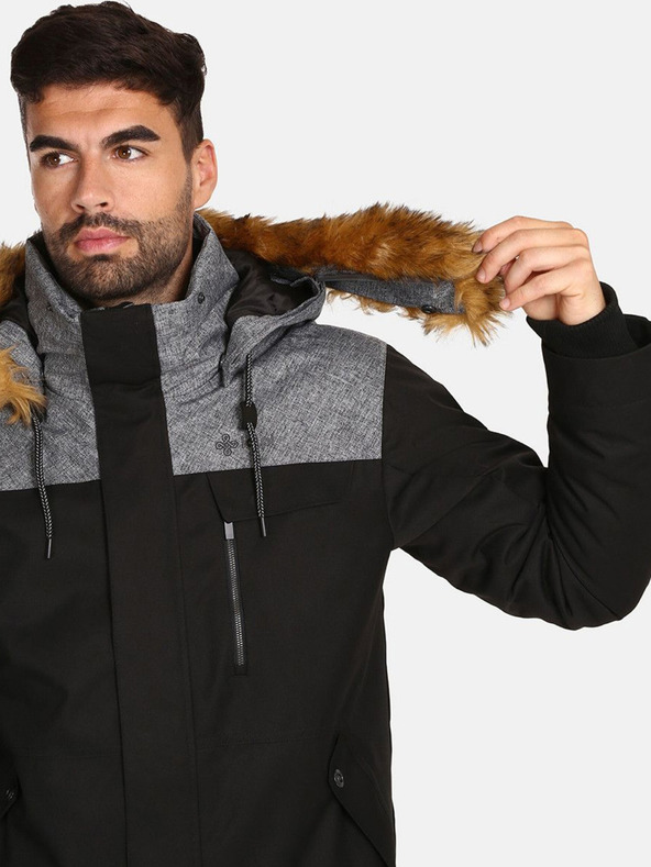 Kilpi Черно мъжко зимно яке с изкуствена кожа Kilpi ALPHA