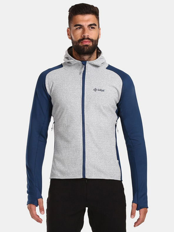 Kilpi Синьо-сива мъжка качулка от полар Kilpi VERSAM-M