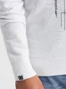 Ombre Clothing Бял мъжки суитшърт с качулка и щамп Ombre Clothing