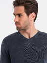Ombre Clothing Тъмносин мъжки основен пуловер с V-образно деколте Ombre Clothing