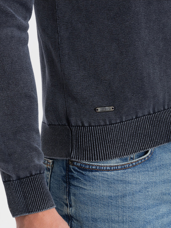 Ombre Clothing Тъмносин мъжки основен пуловер с V-образно деколте Ombre Clothing