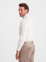 Ombre Clothing Кремав мъжки основен пуловер с ролетка Ombre Clothing