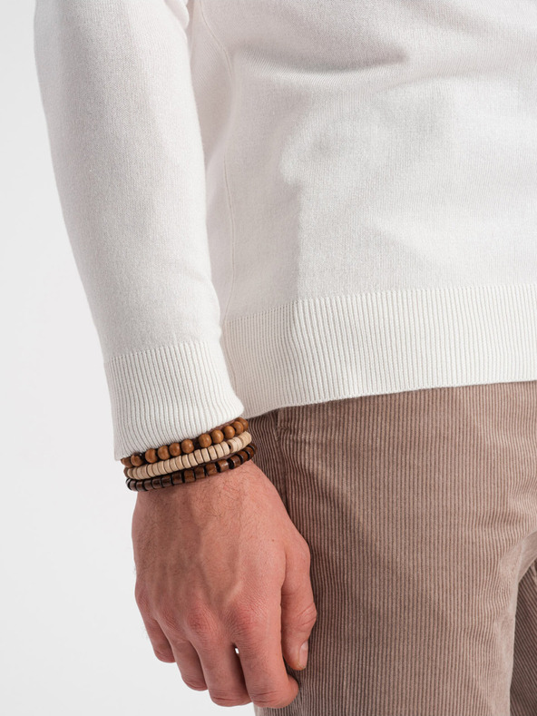 Ombre Clothing Кремав мъжки основен пуловер с ролетка Ombre Clothing