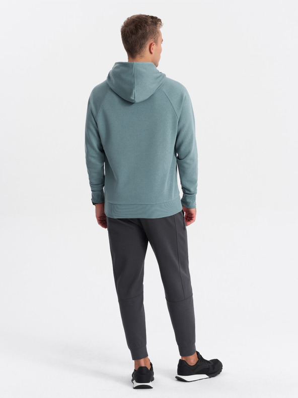 Ombre Clothing Син мъжки суитшърт с качулка с принт Ombre Clothing