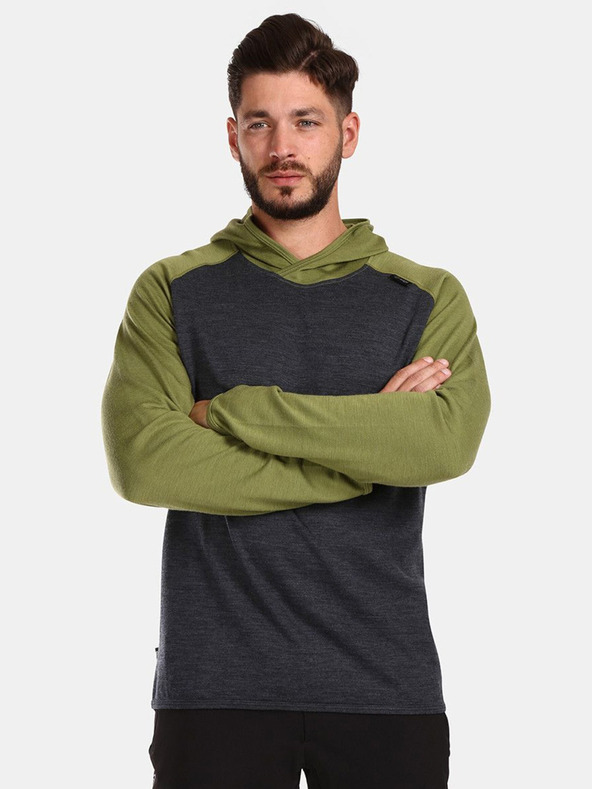 Kilpi Мъжки пуловер Kilpi MOSEO-M от зелено сива вълна Merino