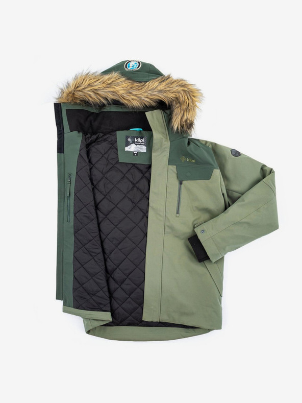 Kilpi Зелено мъжко зимно яке с изкуствена кожа Kilpi ALPHA