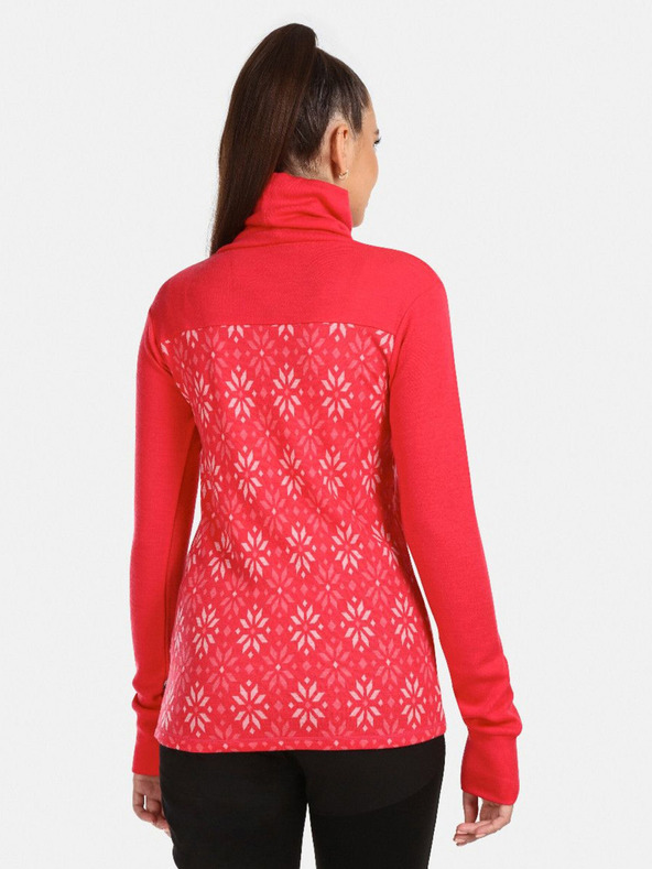 Kilpi Тъмнорозова дамска шарена тениска с ролка от мериносова вълна Kilpi JANNU