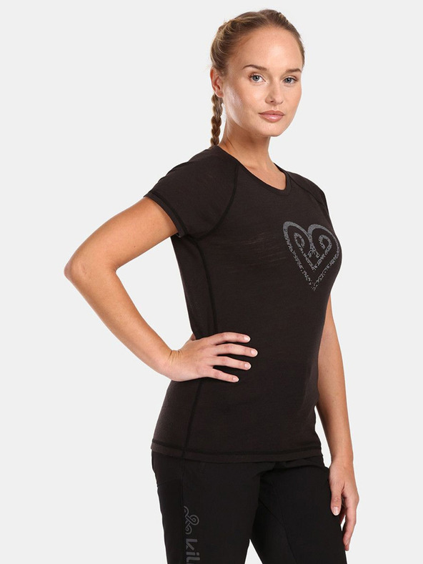 Kilpi Черна дамска тениска от вълнена смес Kilpi ZARJA