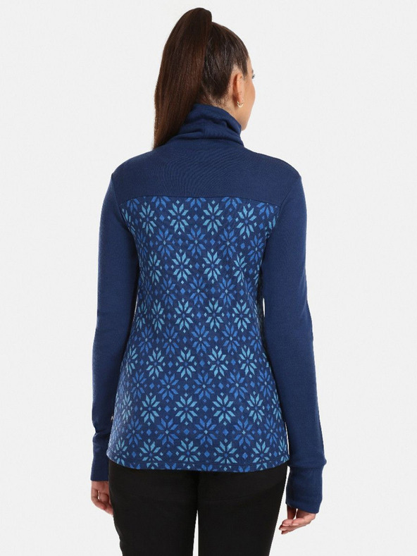 Kilpi Тъмно синя дамска шарена тениска с ролка от мериносова вълна Kilpi JANNU