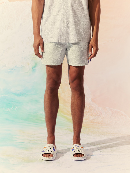 Celio Бял мъжки бански костюм с шарка Celio One Piece