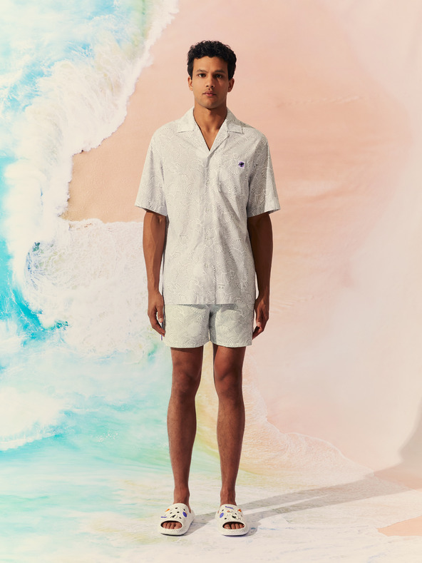 Celio Бял мъжки бански костюм с шарка Celio One Piece