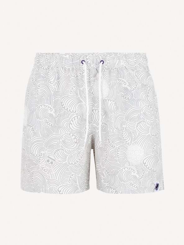 Celio Бял мъжки бански костюм с шарка Celio One Piece