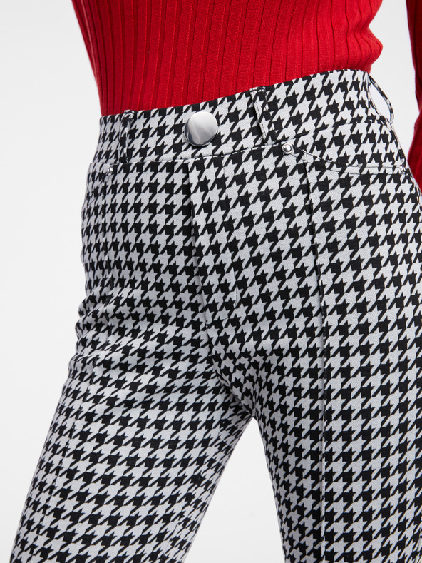 Orsay Бяло-черен дамски панталон с десен ORSAY