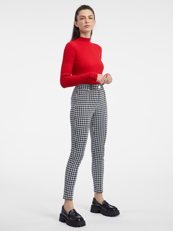 Orsay Бяло-черен дамски панталон с десен ORSAY