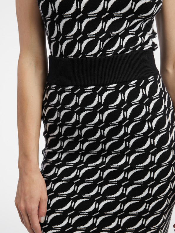 Orsay Бяло-черна дамска пуловер-пола с десен ORSAY