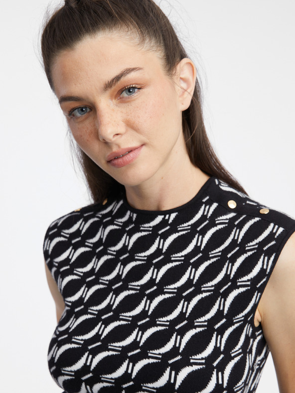 Orsay Бяло-черен дамски пуловер топ с десен ORSAY