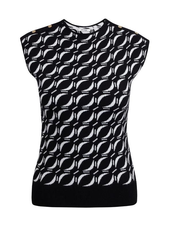 Orsay Бяло-черен дамски пуловер топ с десен ORSAY
