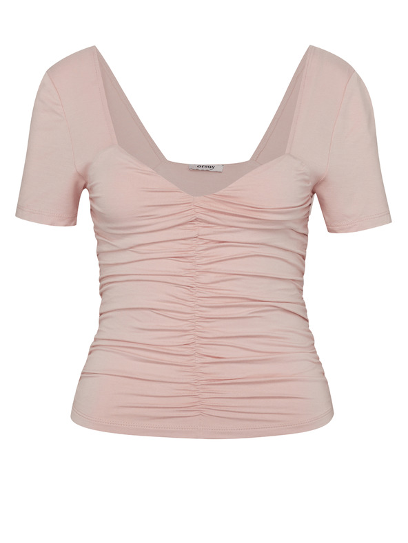 Orsay Светлорозова дамска тениска с къс ръкав ORSAY