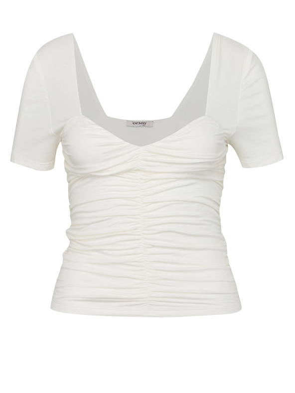 Orsay Кремава дамска тениска с къс ръкав ORSAY