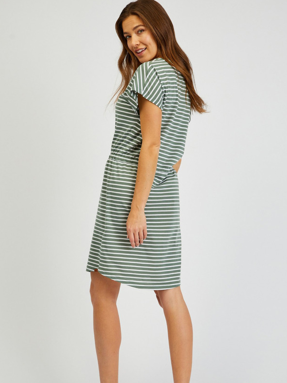 Sam 73 Бели и зелени дамски рокли на райета с връзки SAM73 Sagitta