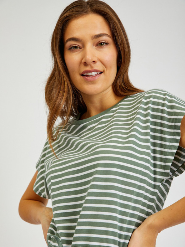 Sam 73 Бели и зелени дамски рокли на райета с връзки SAM73 Sagitta