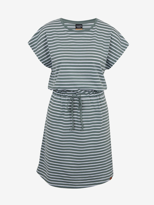 Sam 73 Бели и зелени дамски рокли на райета с връзки SAM73 Sagitta