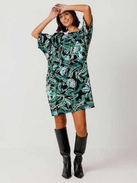SKFK Зелена дамска рокля на цветя SKFK Vestido Geaxi