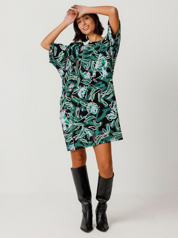 SKFK Зелена дамска рокля на цветя SKFK Vestido Geaxi