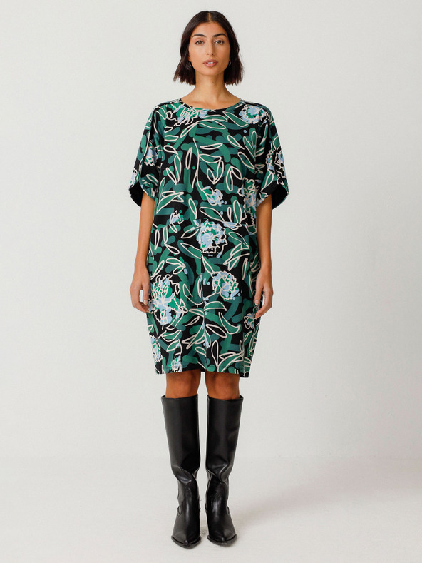 SKFK Зелена дамска рокля на цветя SKFK Vestido Geaxi