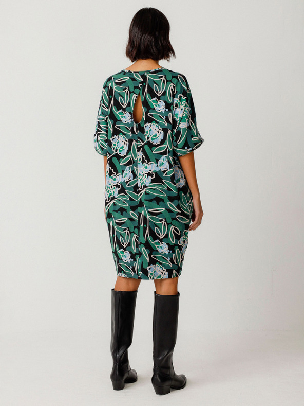 SKFK Зелена дамска рокля на цветя SKFK Vestido Geaxi