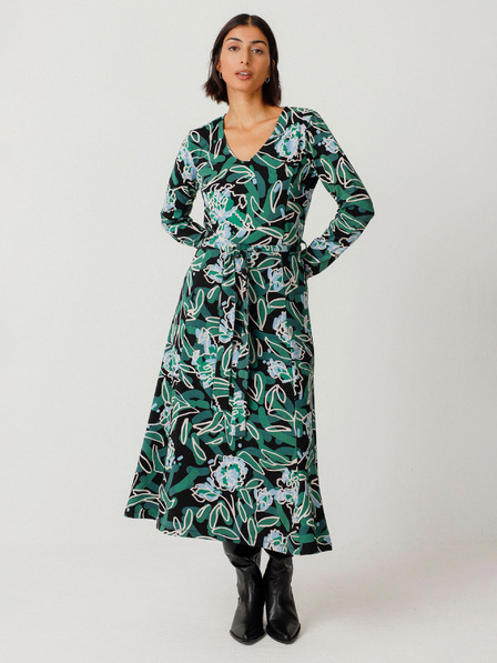 SKFK Зелена дамска рокля с цветя SKFK Vestido Kaule