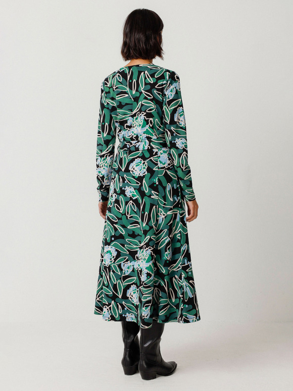 SKFK Зелена дамска рокля с цветя SKFK Vestido Kaule