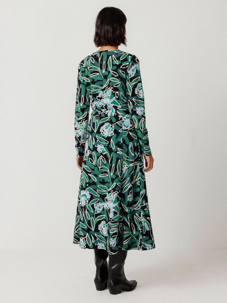 SKFK Зелена дамска рокля с цветя SKFK Vestido Kaule