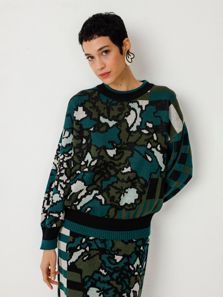 SKFK SKFK Suéter Larhun Зелена дамска жилетка с цветя