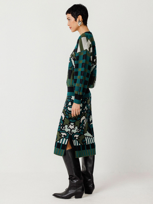 SKFK SKFK Suéter Larhun Зелена дамска жилетка с цветя