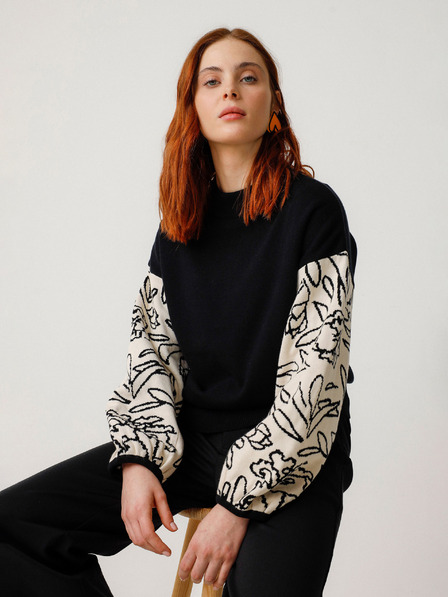 SKFK SKFK Suéter Aitza дамски пуловер в кремаво и черно